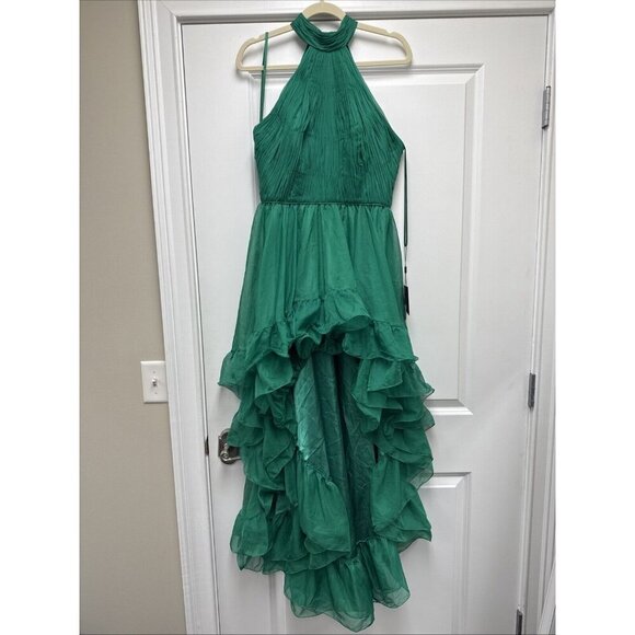 Mac Duggal Green Halter Neck Midi Dress - Picture 4 of 10